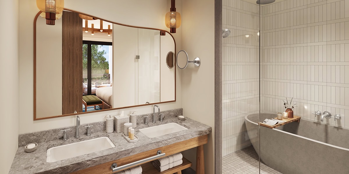An upscale bathroom at Homestead Residences